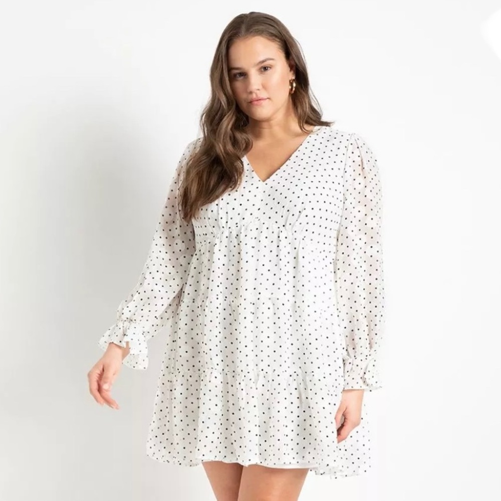 Eloquii 18/20 White with Black polka dot dress NWT